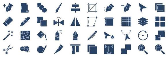 Collection of icons related to Design Tools Interface, including icons like Add Anchor Point, file, Pen, Brush and more. vector illustrations, Pixel Perfect set