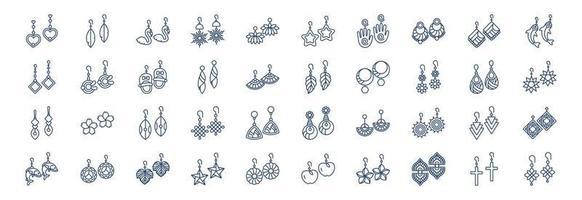 Collection of icons related to Earrings, including icons like Jewelry, gift and more. vector illustrations, Pixel Perfect set