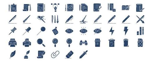 Collection of icons related to Content edition, including icons like Pencil, Brush, Pen, Document and more. vector illustrations, Pixel Perfect set