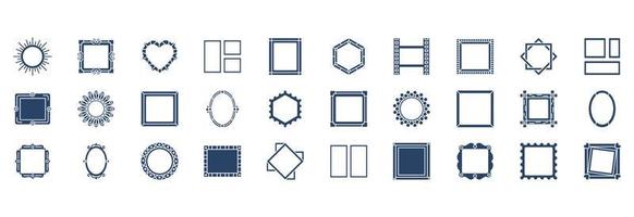 Collection of icons related to Photo frame, including icons like Image frame, Printing frame,  and more. vector illustrations, Pixel Perfect set