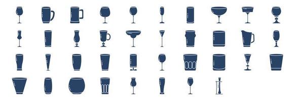 Collection of icons related to Bar glasses, including icons like glass, Fizzio Glass and more. vector illustrations, Pixel Perfect set