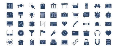 Collection of icons related to Ui and Interface essential, including icons like Announcement, Cart, Camera, Clock and more. vector illustrations, Pixel Perfect set