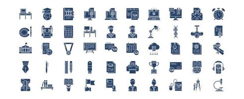 Collection of icons related to Education and School, including icons like Student, printer, table, bag and more. vector illustrations, Pixel Perfect set