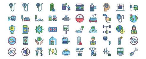 Collection of icons related to EV station, including icons like plug, Battery, Car and more. vector illustrations, Pixel Perfect set