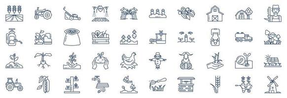 Collection of icons related to Farming and agriculture, including icons like field, carrot, Farmer and more. vector illustrations, Pixel Perfect set