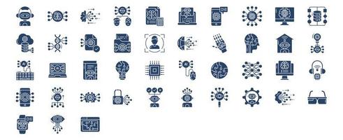 Collection of icons related to Artificial intelligence and machine learning, including icons like technology, Brainstorming, business and more. vector illustrations, Pixel Perfect set