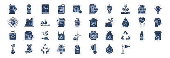 Collection of icons related to Ecology, including icons like Eco, Document, Battery and more. vector illustrations, Pixel Perfect set