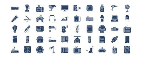 Collection of icons related to Electrical Devices and Home appliances, including icons like monitor, projector, mouse and more. vector illustrations, Pixel Perfect set