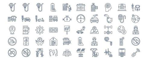 Collection of icons related to EV station, including icons like plug, Battery, Car and more. vector illustrations, Pixel Perfect set