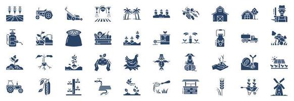 Collection of icons related to Farming and agriculture, including icons like field, carrot, Farmer and more. vector illustrations, Pixel Perfect set