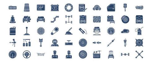 Collection of icons related to car parts and service, including icons like Air Conditioner, air filter, Battery, Bill and more. vector illustrations, Pixel Perfect set