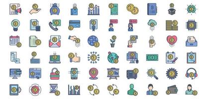 Collection of icons related to Bitcoin and cryptocurrency, including icons like Announcement, Graph, Bill,  and more. vector illustrations, Pixel Perfect set