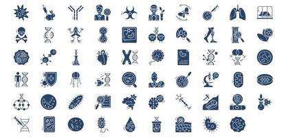 Collection of icons related to Biology and technology, including icons like amoeba, Biochemists, biologist, Cell,  and more. vector illustrations, Pixel Perfect set