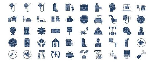 Collection of icons related to EV station, including icons like plug, Battery, Car and more. vector illustrations, Pixel Perfect set