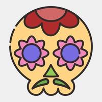 Icon sugar skull. Day of the dead celebration elements. Icons in filled line style. Good for prints, posters, logo, party decoration, greeting card, etc. vector