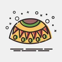 icono poncho mexicano. elementos de celebración del día de los muertos. iconos en estilo mbe. bueno para impresiones, carteles, logotipos, decoración de fiestas, tarjetas de felicitación, etc. vector