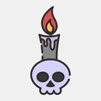 vela icono. elementos de celebración del día de los muertos. iconos en estilo de línea rellena. bueno para impresiones, carteles, logotipos, decoración de fiestas, tarjetas de felicitación, etc. vector