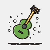 icono de guitarra. elementos de celebración del día de los muertos. iconos en estilo mbe. bueno para impresiones, carteles, logotipos, decoración de fiestas, tarjetas de felicitación, etc. vector