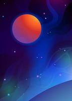 Space and planet background. Planet and stars in dark space. Vector colorful illustration.