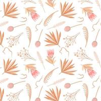 Seamless pattern with boho colors. Wedding background with beige leaves. Retro paper or fabric print vector