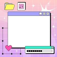 PC window in y2k style. Retro interface of an old computer with a bright color. Copyspace template. Retro wave and vaporwave vector