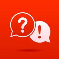 Paper cut Chat question icon isolated on red background. Help speech bubble symbol. FAQ sign. Paper art style. Question mark sign. vector