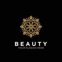 Luxury mandala line design art beauty gold flower abstract vector logo