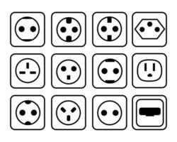 conjunto de iconos de toma de corriente en estilo simple. eps 10 vector
