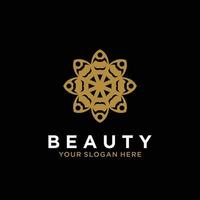 Luxury mandala line design art beauty gold flower abstract vector logo