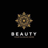 Luxury mandala line design art beauty gold flower abstract vector logo