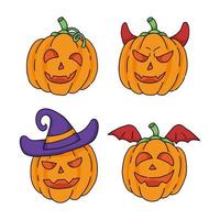 Halloween Pumpkins Doodle Hand Drawn Vector Illustration