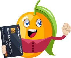 Mango with credit card, illustration, vector on white background.