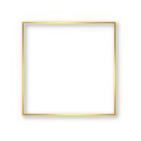 marco cuadrado dorado brillante con sombra aislado en blanco. fondo de vector de borde dorado de lujo. plantilla fácil de editar para invitaciones, tarjetas, decoraciones para fiestas, papelería para bodas, etc.