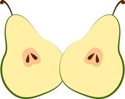 Half pear, illustration, vector on white background.
