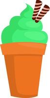 Green ice cream, illustration, vector on a white background.