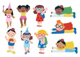 cute handraw children charactor design set vector