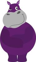 Purple hippo, illustration, vector on white background.