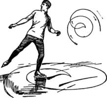 posición de patinaje sobre orejas de cerdo ilustración vintage. vector