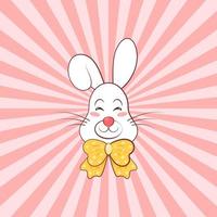 Funny Cartoon Rabbit on Pop Art background. Design concept in Pop art style. Comics rays background. Vector illustration