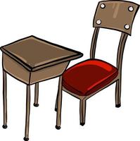Chair and table, illustration, vector on white background