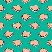 Sea shell, seamless pattern on green background. vector