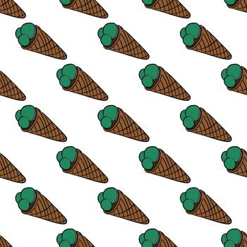 Ice cream in cone ,seamless pattern on white background. vector