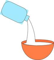 En un tazón de leche, ilustración, vector sobre fondo blanco.