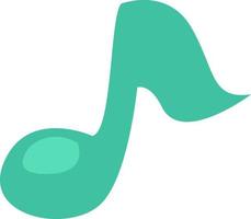 One green music note, illustration, vector, on a white background. vector