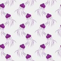 medusas moradas, patrones sin fisuras sobre un fondo blanco. vector