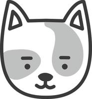 Grey cat head, illustration, vector on a white background.