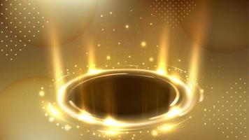 Rotating Gold Rays with Sparks Background. Suitable for Product Advertising, Product Design, and Other. Widescreen Vector Illustration