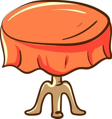 Orange round table, illustration, vector on white background