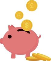 Piggy bank, illustration, vector on white background