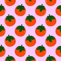 Kkai apples,seamless pattern on pink background. vector